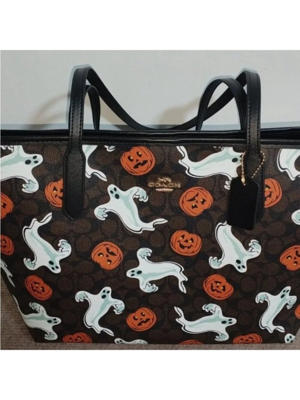 Coach Halloween Ghost & Pumpkin Printed Tote